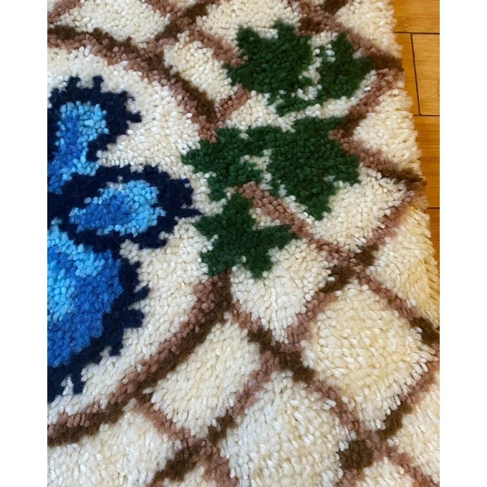 Vintage Handmade Butterfly Latch Hook rug/wall hanging Butterfly 70s‎